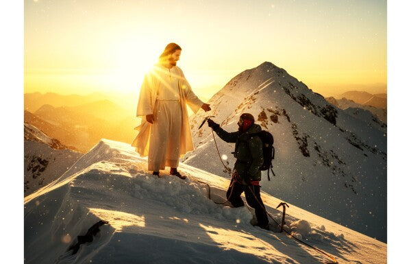 JESUS ON SNOWY MOUNTAIN AIDS STRANDED CLIMBER