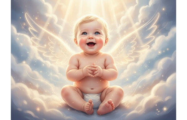BEAUTIFUL ANGEL BABY ON PINK CLOUDS