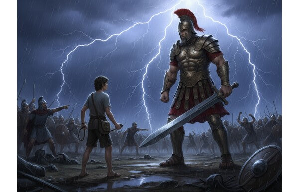 JESUS CONFRONTS GOLIATH--THREE