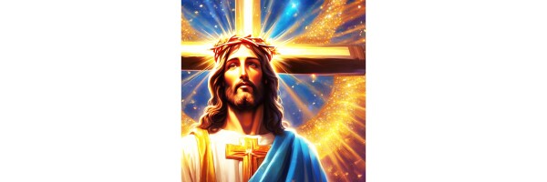 JESUS ON DETACHED SHINING CROSS