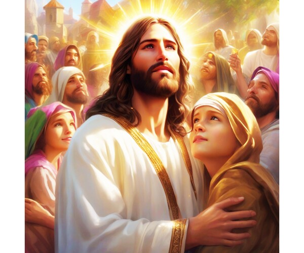 JESUS AND HIS WORSHIPPERS -- GAZING, TOWARDS HEAVEN