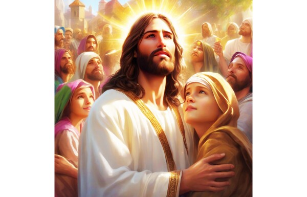 JESUS AND HIS WORSHIPPERS -- GAZING, TOWARDS HEAVEN