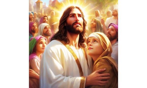 JESUS AND HIS WORSHIPPERS -- GAZING, TOWARDS HEAVEN