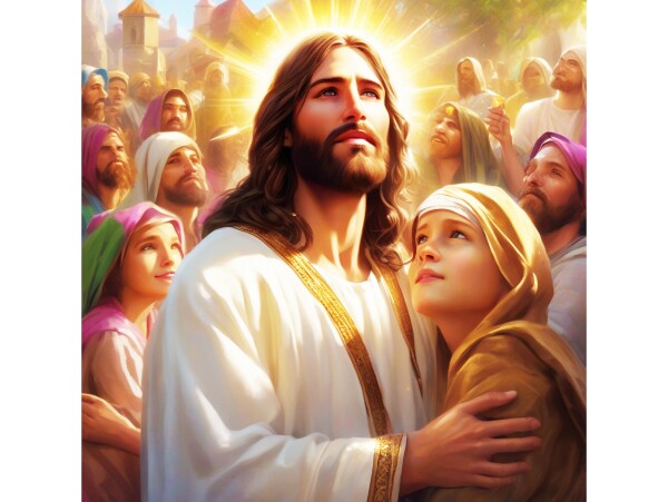 JESUS AND HIS WORSHIPPERS -- GAZING, TOWARDS HEAVEN