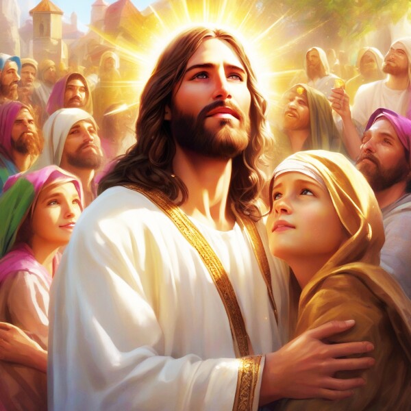 JESUS AND HIS WORSHIPPERS -- GAZING, TOWARDS HEAVEN