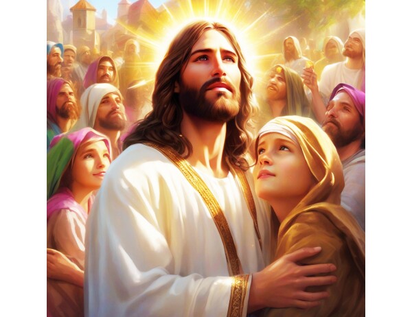 JESUS AND HIS WORSHIPPERS -- GAZING, TOWARDS HEAVEN