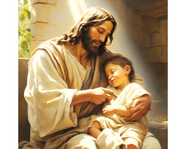 JESUS TICKLES LITTLE SICKLY BOY