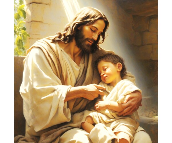 JESUS TICKLES LITTLE SICKLY BOY