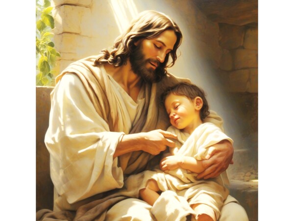 JESUS TICKLES LITTLE SICKLY BOY