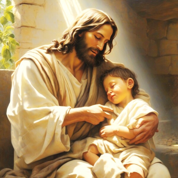 JESUS TICKLES LITTLE SICKLY BOY