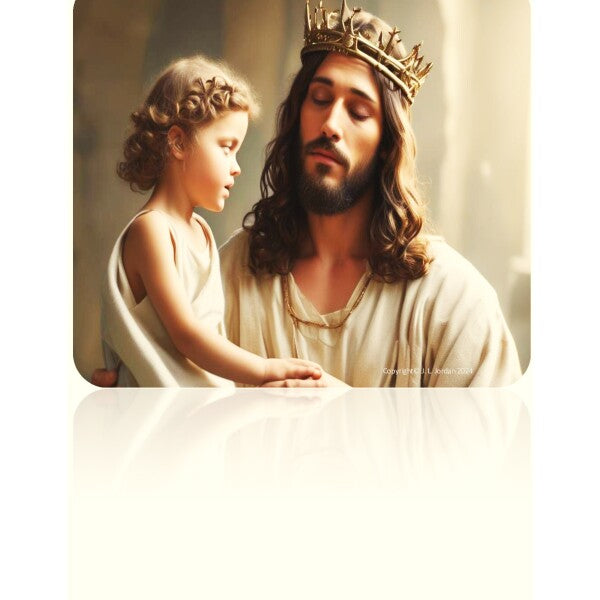 JESUS HOLDS LITTLE GIRL ON HIS LAP