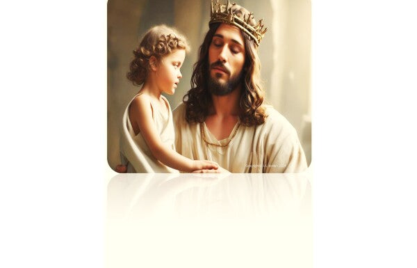 JESUS HOLDS LITTLE GIRL ON HIS LAP