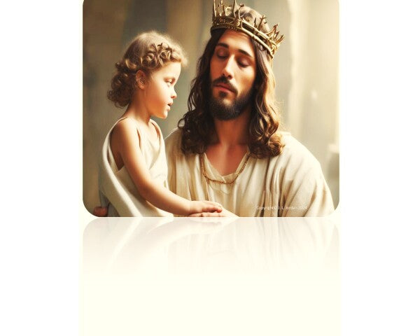JESUS HOLDS LITTLE GIRL ON HIS LAP