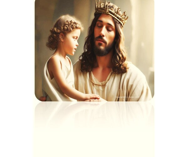JESUS HOLDS LITTLE GIRL ON HIS LAP