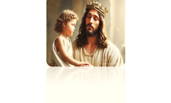 JESUS HOLDS LITTLE GIRL ON HIS LAP