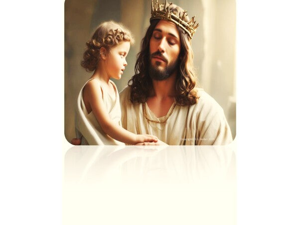 JESUS HOLDS LITTLE GIRL ON HIS LAP