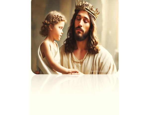 JESUS HOLDS LITTLE GIRL ON HIS LAP