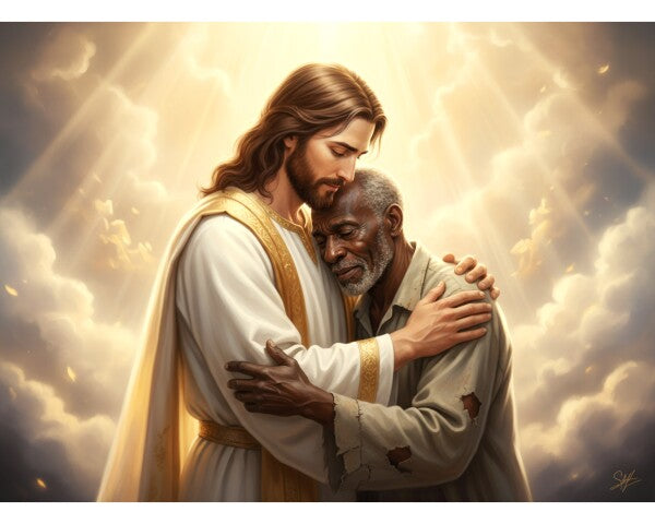 JESUS CARES FOR OLD RAGGED BLACK MAN