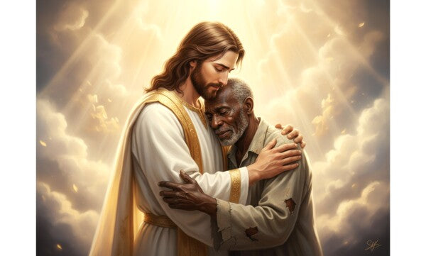 JESUS CARES FOR OLD RAGGED BLACK MAN