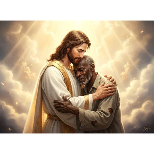 JESUS CARES FOR OLD RAGGED BLACK MAN