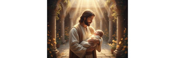 JESUS CONSOLES BEAUTIFUL BABY, IN SHIMMERING LIGHT