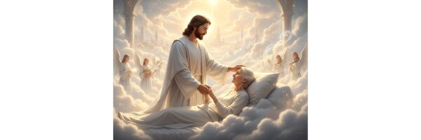 JESUS WELCOMING DYING OLD WOMAN TO HEAVEN