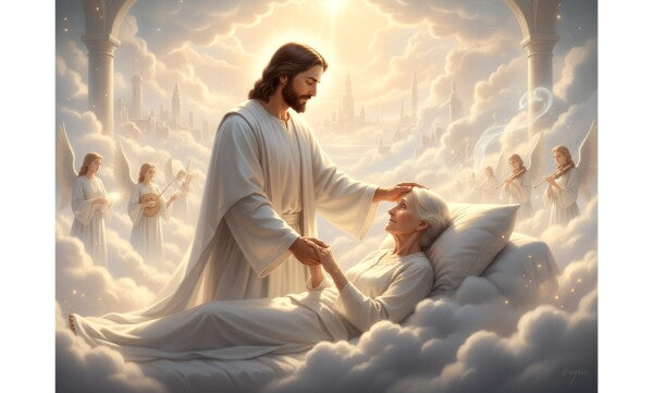 JESUS WELCOMING DYING OLD WOMAN TO HEAVEN