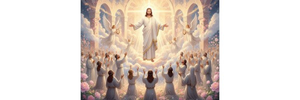 JESUS HOVERING AMONG ADORING WORSHIPPERS