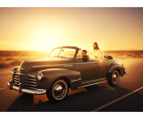 JESUS CONTROLS CAR DRIVEN BY SLEEPING MAN