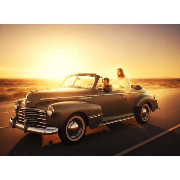 JESUS CONTROLS CAR DRIVEN BY SLEEPING MAN