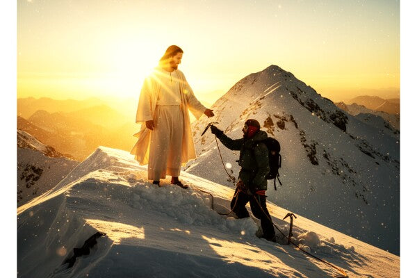 JESUS ON SNOWY MOUNTAIN AIDS STRANDED CLIMBER