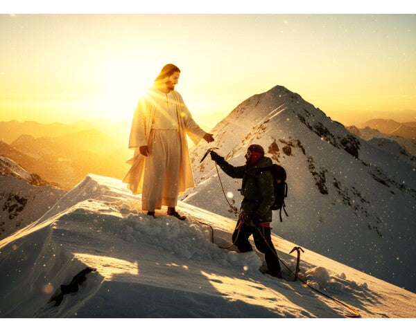 JESUS ON SNOWY MOUNTAIN AIDS STRANDED CLIMBER