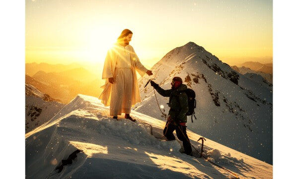 JESUS ON SNOWY MOUNTAIN AIDS STRANDED CLIMBER