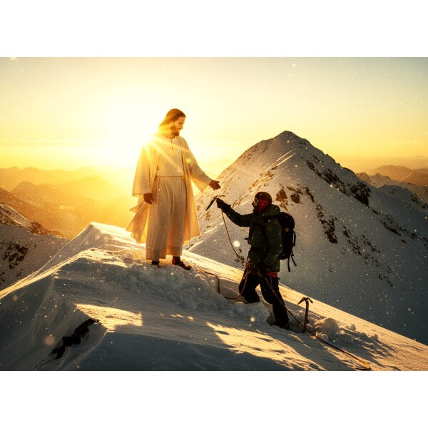 JESUS ON SNOWY MOUNTAIN AIDS STRANDED CLIMBER