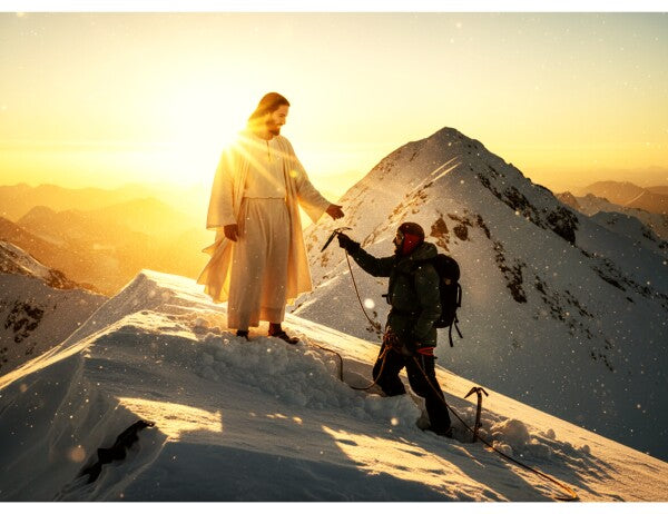 JESUS ON SNOWY MOUNTAIN AIDS STRANDED CLIMBER