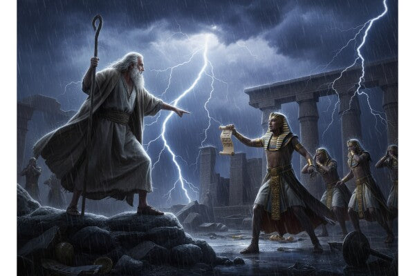 MOSES TELLS PHAROAH TO LET MY PEOPLE GO