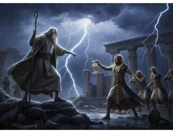 MOSES TELLS PHAROAH TO LET MY PEOPLE GO