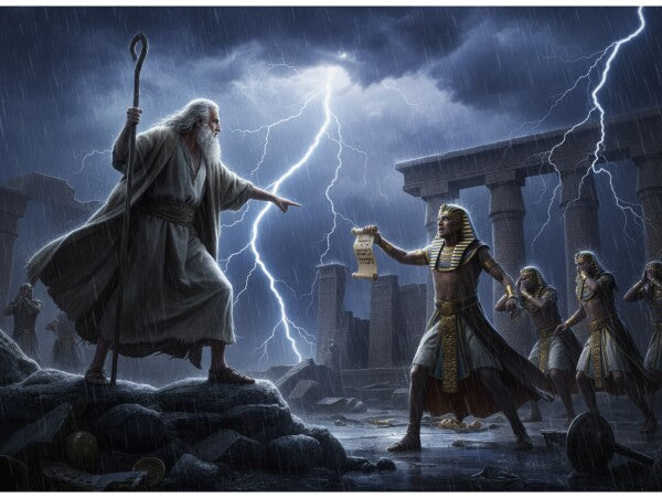 MOSES TELLS PHAROAH TO LET MY PEOPLE GO