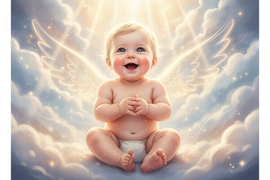 BEAUTIFUL ANGEL BABY ON PINK CLOUDS