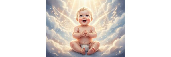 BEAUTIFUL ANGEL BABY ON PINK CLOUDS