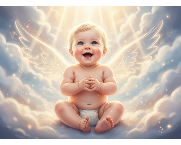 BEAUTIFUL ANGEL BABY ON PINK CLOUDS