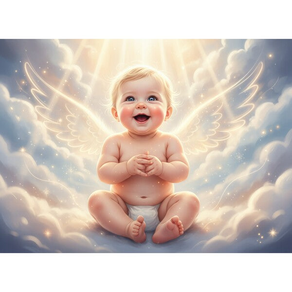 BEAUTIFUL ANGEL BABY ON PINK CLOUDS