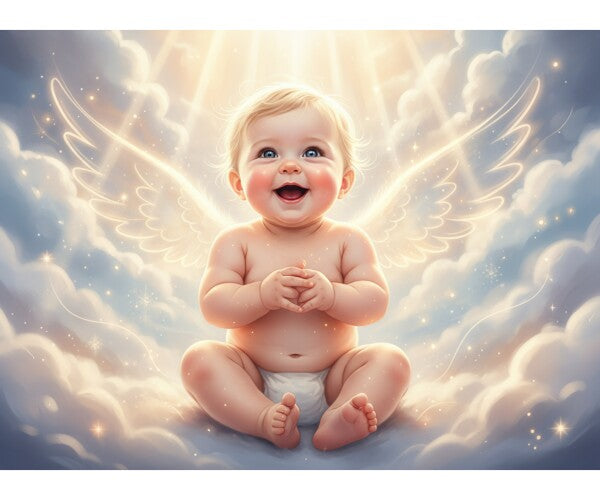 BEAUTIFUL ANGEL BABY ON PINK CLOUDS