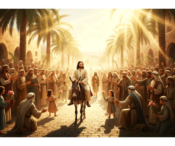 JESUS RIDES DONKEY ON PALM SUNDAY