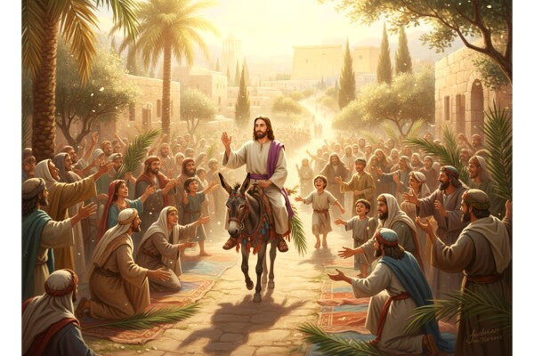 JESUS RIDES DONKEY ON PALM SUNDAY--TWO