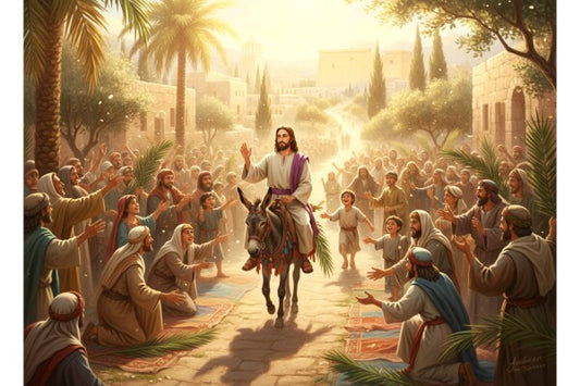 JESUS RIDES DONKEY ON PALM SUNDAY--TWO