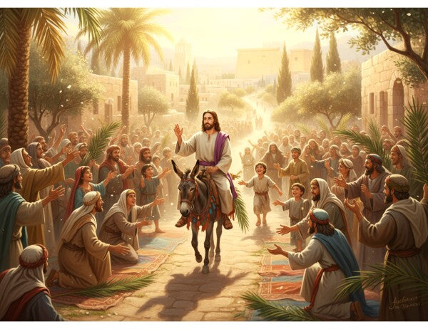 JESUS RIDES DONKEY ON PALM SUNDAY--TWO