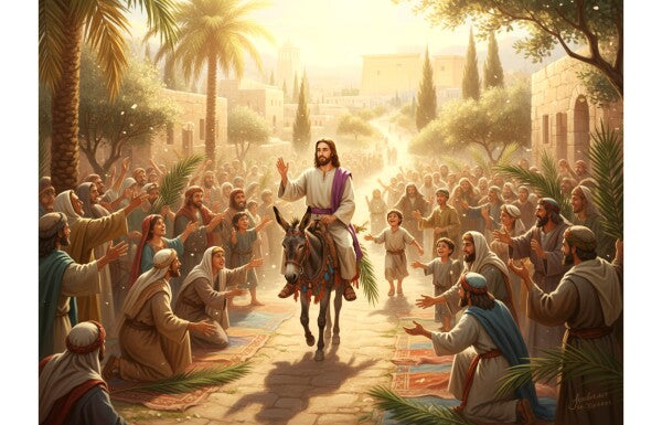 JESUS RIDES DONKEY ON PALM SUNDAY--TWO