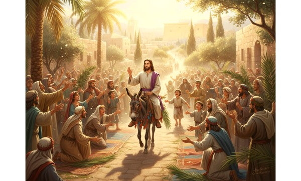 JESUS RIDES DONKEY ON PALM SUNDAY--TWO