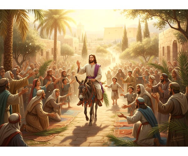 JESUS RIDES DONKEY ON PALM SUNDAY--TWO